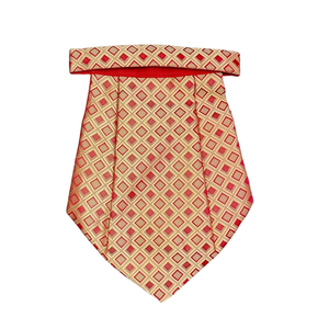 Conjunto de Corbata Geométrica Benon en Dorado y Beige |   Corbata Ascot de Lujo para Hombre, Accesorio de Moda para Bodas y Eventos Formales - Product Image 2