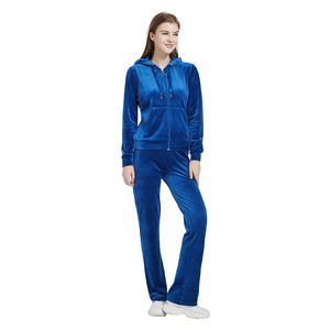 Fashionable Hot Selling Winter Solid Casual Vintage <b>Plus</b> <b>Size</b> Long Velvet 100% Cotton Tracksuit Women's Zip-Up Hoodie <b>Jogger</b> <b>Set</b> - Product Image 4