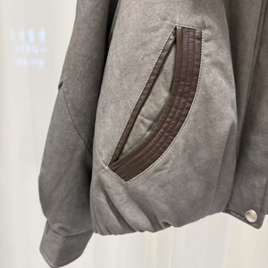 Hot Selling Women's Fashion Trend White Goose Down Liner Cropped <b>Suede</b> Leather <b>Jacket</b> Women With Big Fox Fur Collar - Product Image 6