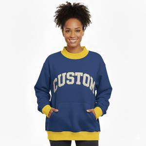 Pull-over décontracté d'hiver pour femme, bicolore, brodé, avec badge à sequins, col montant, doublure polaire, écologique, de haute qualité, respirant et chaud - Product Image 3