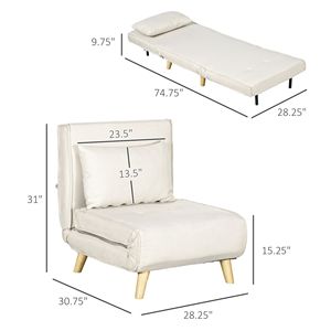 Beige 2-in-1 Multi-Functional <b>Sofa</b> <b>Bed</b> with Adjustable Backrest Chair <b>Bed</b> <b>Convertible</b> - Product Image 3