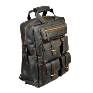 Sac à dos en cuir véritable pleine fleur 100% pur, sac à dos de voyage en cuir d'Inde - Product Image 3