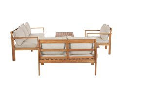 Juego de dos asientos para exteriores de madera maciza moderna | Cojines beige impermeables | Uso duradero y respetuoso con el medio ambiente para hoteles | Vietnam - Product Image 5