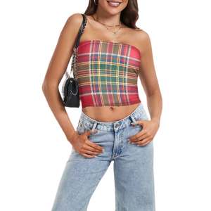 Premium Quality <b>Red</b> Sublimation Tube <b>Top</b> <b>Crop</b> Strapless Holiday Fashion Christmas Party Outfit for Women wholesale rate - Product Image 3