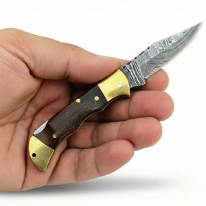 Cuchillo de Bolsillo Recto de Acero de Damasco, Juego en Caja de Regalo, Cuchillo Plegable para Caza y Camping, Funda de Cuero, Multifuncional, ODM OEM - Product Image 6