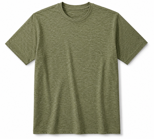 T-shirt décontracté pour homme, couleur jaune moutarde unie, manches courtes, col rond, coupe classique, tissu tricoté - Product Image 3
