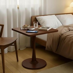 Square Wooden Pedestal <b>Table</b>, Accent Bedside <b>Table</b>, Modern Coffee End <b>Table</b> for Living Room, Bedroom and <b>Balcony</b> - Product Image 2