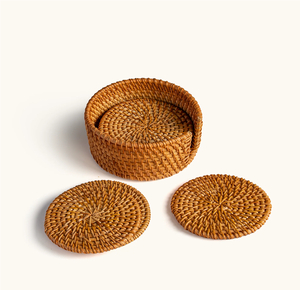 Sous-verres ronds en rotin BOHO avec support, tapis de table faits à la main, diamètre 350 mm, sous-verres en rotin, prix imbattable - Product Image 5