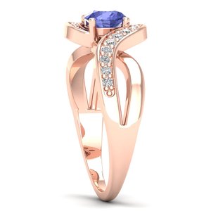 Bague en or rose 14 carats avec pierre précieuse tanzanite, design classique, best-seller REYES, haute qualité, certifiée GRA, bijoux en moissanite pour femmes - Product Image 3