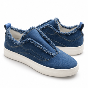 Denim <b>Slip</b> on Sneakers Round Toe Breathable Soft Rubber Outsole Spring All Seasons EVA Midsole Light Weight Comfort - Product Image 3