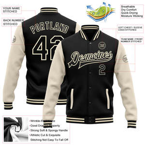 เสื้อแจ็คเก็ตเบสบอลแบบทูโทน สไตล์ Letterman  ติดกระดุมแบบ Snap  ผ้าฟลีซ  สีพื้น  สำหรับผู้ชาย  แบบ Varsity  รับสกรีนแบรนด์ - Product Image 2