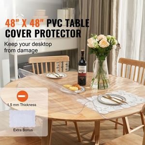 Copertura Protettiva per Tavolo in PVC Trasparente da 48 Pollici/1230 mm, Spessore 1,5 mm, Impermeabile, Protezione per Mobili da Scrivania - Product Image 3