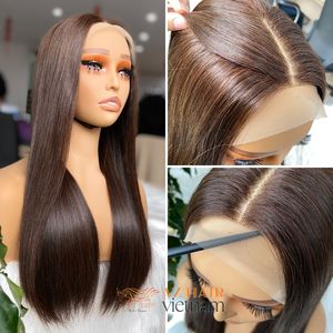 Silky Straight Natural <b>Brown</b> Bone Straight Remy <b>Wig</b> Vietnamese 100% Human Hair - Product Image 6