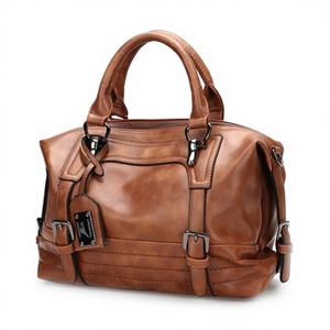 Handmade Genuine Leather Women's Lightweight Durable Waterproof Luxury Shoulder <b>Handbag</b> with Zipper Closure Large Capacity India - Product Image 3