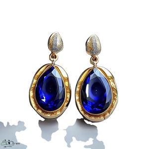 Pendientes colgantes de circonia cúbica de cristal azul de lujo para mujer para boda o compromiso - Product Image 1
