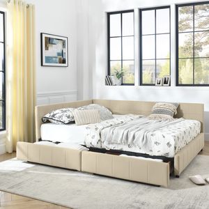 <b>Queen</b> <b>Size</b> Storage Tufted <b>Bed</b> <b>Frame</b> with Comfortable Backrest Armrests Up-Holstered <b>Queen</b> <b>Size</b> <b>Bed</b> Durable Wood Construction - Product Image 1