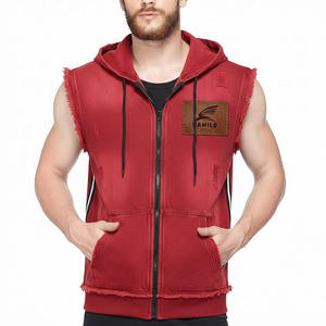 Camiseta sin mangas de alta calidad para gimnasio, chaleco deportivo ajustado, sudadera con capucha sin mangas, sudaderas con capucha básicas de mezcla de algodón. - Product Image 2