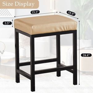 CPINTLTR Modern Faux <b>Leather</b> Bar <b>Stools</b> Counter <b>Stool</b> <b>Kitchen</b> Dining Island Chairs Metal Sitting Upholstered Barstools - Product Image 5
