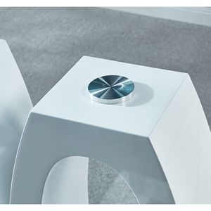 Modern MDF <b>Dining</b> <b>Table</b> with Clear Glass <b>Top</b> White Finish Designed for 6 People - Product Image 4