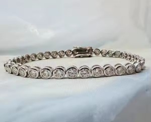 Handmade Wonders Bracelet 18k White Gold Chain Moissanite Bracelet Bangle Diamond Bracelet Gift for - Product Image 2