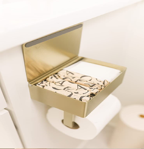 Boîte en métal blanc minimaliste à poser sous l'armoire pour un distributeur de mouchoirs ou de serviettes peu encombrant. Disponible à prix de gros. - Product Image 4