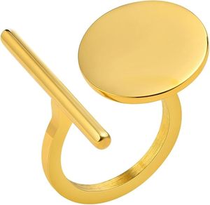 Wholesale Geometric Adjustable Unique Stainless Steel 18K Gold Plated Non Tarnish Wedding Finger <b>Rings</b> High Quality Fashion - Product Image 2