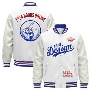 Vestes de baseball personnalisées en gros avec logo, doublure matelassée en polyester, extérieur en laine, manches en cuir PU, vestes universitaires - Product Image 1