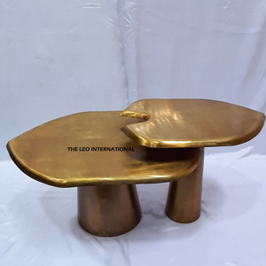 Juego de 2 Mesas de Centro de Aluminio, Diseño Moderno y Lujoso, Artículo Superventas, Diseño Simple, Mesa Dorada para Sala de Estar - Product Image 6