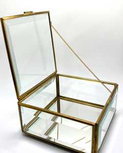 Nordic Style Gold Metal Trim <b>Glass</b> Jewelry <b>Box</b> Aesthetic Mirrored Trinket Organizer Modern Cosmetic Storage <b>Box</b> <b>Glass</b> Display - Product Image 2