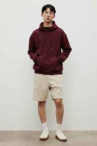 Sweat-shirt à capuche bordeaux pour homme, coupe ample, 100% coton molletonné, vêtement décontracté d'automne, tricot uni - Product Image 3