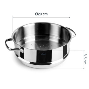 Vaporera de cuscús de acero inoxidable de 24 cm con asas para cocinar verduras y pasta - Product Image 2