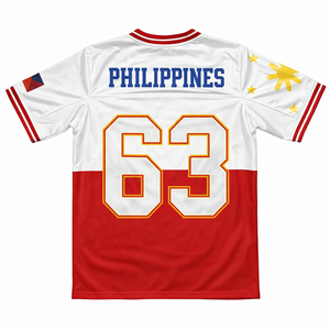 Camiseta de Fútbol Personalizada con Bandera, Cuello en V, Manga Corta, Transpirable, Poliéster, Impresión Sublimada, Número 63, Talla Adulto - Product Image 2