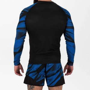 Men Sleeveless Rash Guard <b>Compression</b> <b>Shirt</b> Blue <b>Black</b> Digital Print UPF50+ Quick Dry Sport Top for MMA BJJ - Product Image 4
