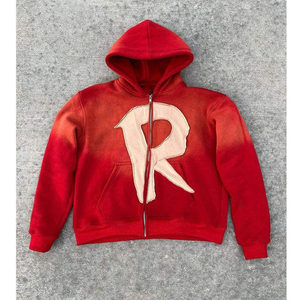 Sudadera con Capucha Rosa de Forro Polar con Cremallera, Unisex, Casual, con Estampado de Letra R en la Parte Delantera, Corte Regular, para Otoño, con Diseño de Logotipo Personalizado - Product Image 3