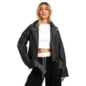 Nouvelle veste de moto en coton élégante pour femmes à manches longues respirante tricotée avec ceinture - Product Image 1