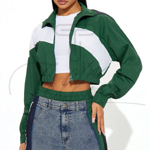 <b>Women</b> Running Crop Windbreaker Zip-up <b>Jacket</b> Custom Print Logo Polyester Cropped Coats Best Selling <b>Women</b> Cropped Windbreaker - Product Image 4
