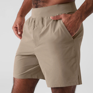 Pantalones Cortos Deportivos de Cintura Alta para Hombre con Bolsillos, de Secado Rápido, Tejidos, para Fitness, Running y Entrenamiento, Color Negro Sólido - Product Image 5