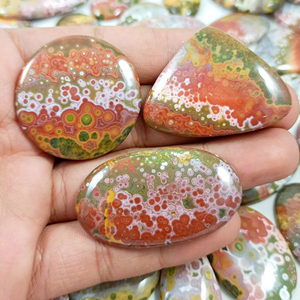 Radha Arts - Lot en gros de cabochons uniques en jaspe océanique naturel, pierres précieuses lâches pour la fabrication de bijoux, polies et lisses, formes variées - Product Image 1