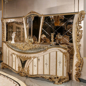 Luxury Rococo Style Solid Mahogany Gold Accent Hand-Carved Oval Dining <b>Table</b> Set Classic <b>Buffet</b> Cabinet Furniture Customize - Product Image 6