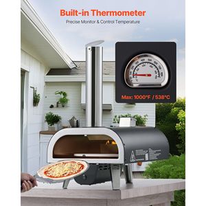 Forno per Pizza portatile da esterno 12 fornello a Pellet a legna termometro elettrico per il campeggio nel cortile include Pizza-Stone - Product Image 5