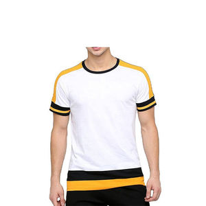 Camisetas personalizadas al por mayor para hombre, transpirables, cómodas, con ribete en contraste, cuello redondo, corte ajustado, informales, de punto. - Product Image 2