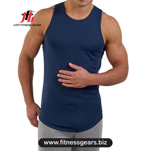 JUST FITNESS GEARS Débardeur pour homme bleu marine à col rond, respirant, tricoté, sans manches, décontracté - Product Image 1