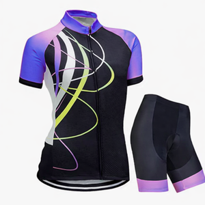 Ensemble maillot et short de cyclisme pour homme, noir et bleu, motif géométrique, impression numérique, tissu 120g, vêtements de vélo performants - Product Image 4