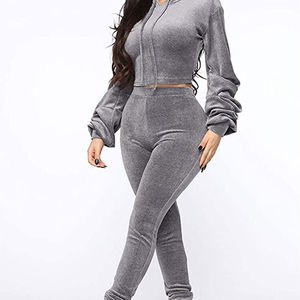 Ensemble deux pièces en velours pour femme, haut court et short, imperméable, respirant, en velours côtelé, ensemble assorti - Product Image 3