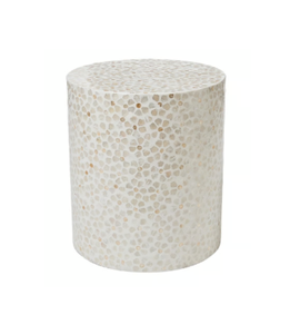 Handcrafted Mother of Pearl Inlay Round Stool Floral Mosaic Pattern Decorative <b>Side</b> <b>Table</b> Shell Inlay <b>Drum</b> <b>Table</b> from Vietnam - Product Image 4