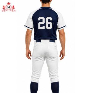 ชุดยูนิฟอร์มเบสบอลชายพร้อมเสื้อเจอร์ซีย์สีน้ำเงินและสีขาวหมายเลข 26 วัสดุโพลีเอสเตอร์ระบายอากาศได้สำหรับผู้ใหญ่ - Product Image 6