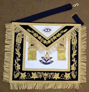 Tablier de Maître Maçonnique Ventoria Enterprises Brodé à la Main en Raxine Bleu Marine avec Broche de Sécurité en Fil Doré – Meilleure Vente - Product Image 3