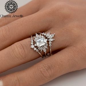 Bague de fiançailles en moissanite taille coussin motif floral Charm Jewells, en argent 925, sertie à griffes, style classique pour femme, certifiée IGI - Product Image 2