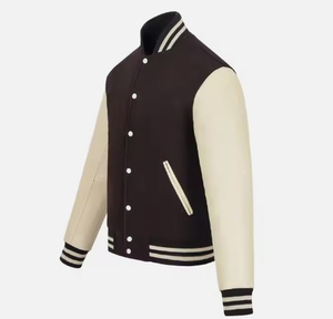 Luxury Men's Cotton Varsity <b>Jacket</b> with Stand Collar Slim Fit Functional Storage Imported - Product Image 1