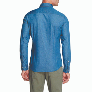<b>Mens</b> Denim Shirt Oversized <b>Fit</b> Long Sleeve Washed Cotton <b>Jean</b> Top Button Closure Drop Shoulder Casual Street Style Wholesale <b>Men</b> - Product Image 2